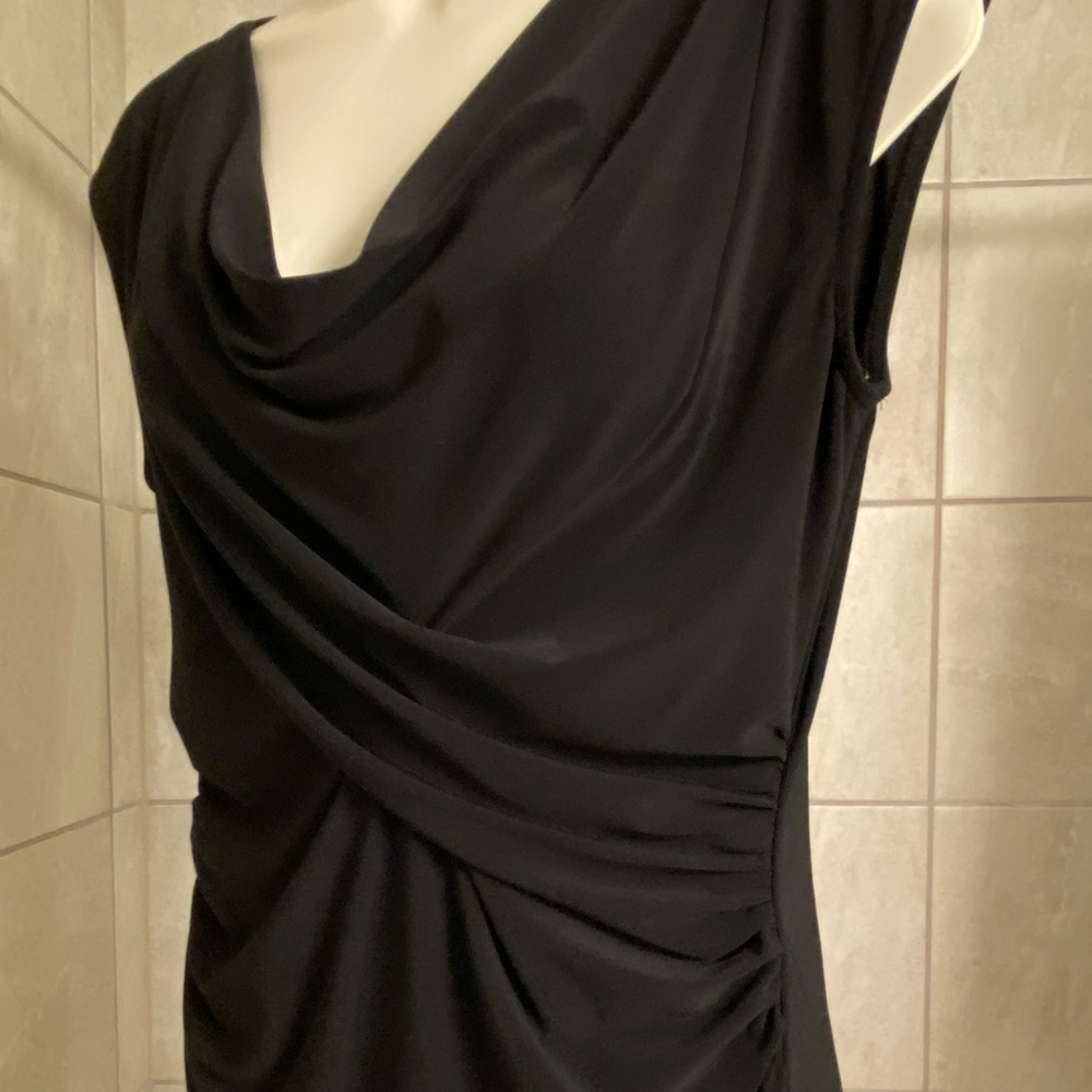 EUC Vince Camuto black draped neckline sleeveless top, size Medium